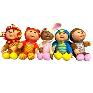 Cabbage Patch Kids Cuties 9" Plush Doll Lot of 5 Lion Tiger Bunny Bird Monkey